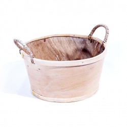 Panière ronde bois naturel avec anse 23cm