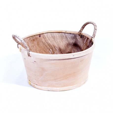 Panière ronde bois naturel avec anse 23cm