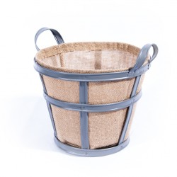 Panière ronde métal + jute D25xh20cm