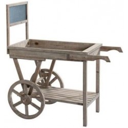 Charette en bois + ardoise